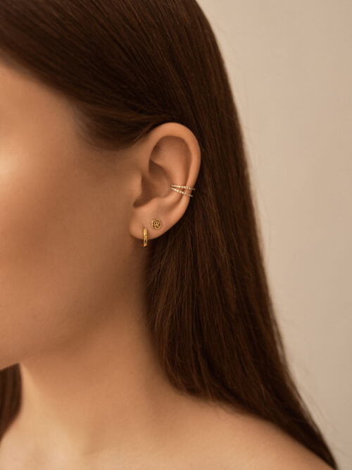 Кликер золотистый из серебра Dita One для пирсинга уха без вставок на ухе модели
