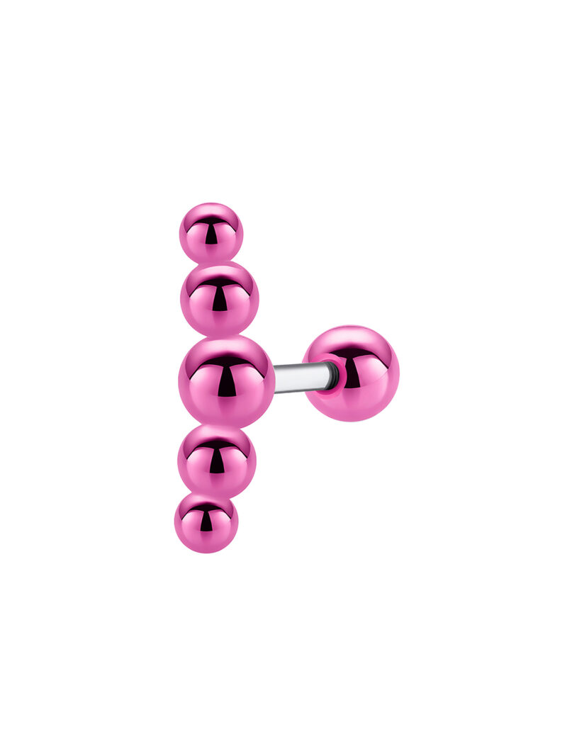 Серьга для пирсинга из серебра с покрытием из нанокерамики розового цвета без кристаллов Dita One