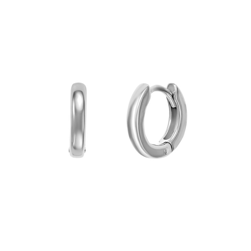 Ювелирная серьга-кликер кольцо из серебра пара для прокола уха с без вставок родированная Dita One