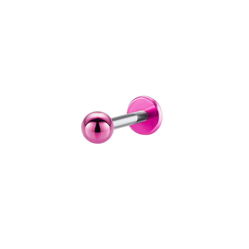 Серьга лабрет для пирсинга для разных видов проколов ушей, губ из серебра с нанокерамикой розового цвета Dita One