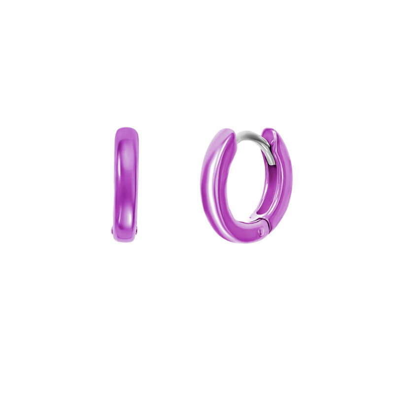 Серьги-кликеры из серебра 11 мм фиолетового цвета Dita One